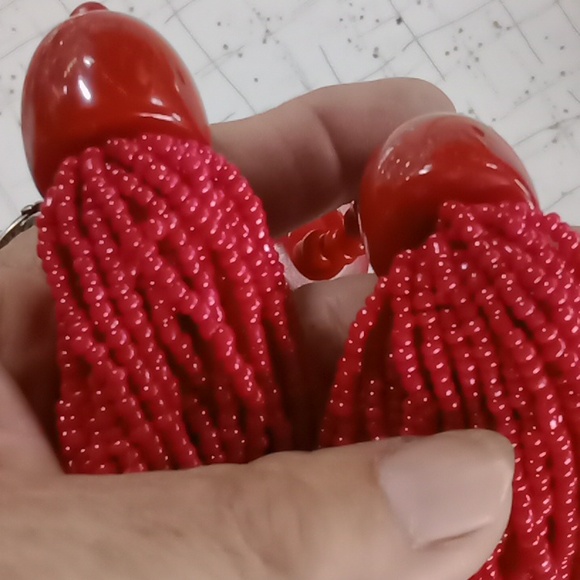 40 Strand Red Sead Beads Choker #A285 - Picture 8 of 9